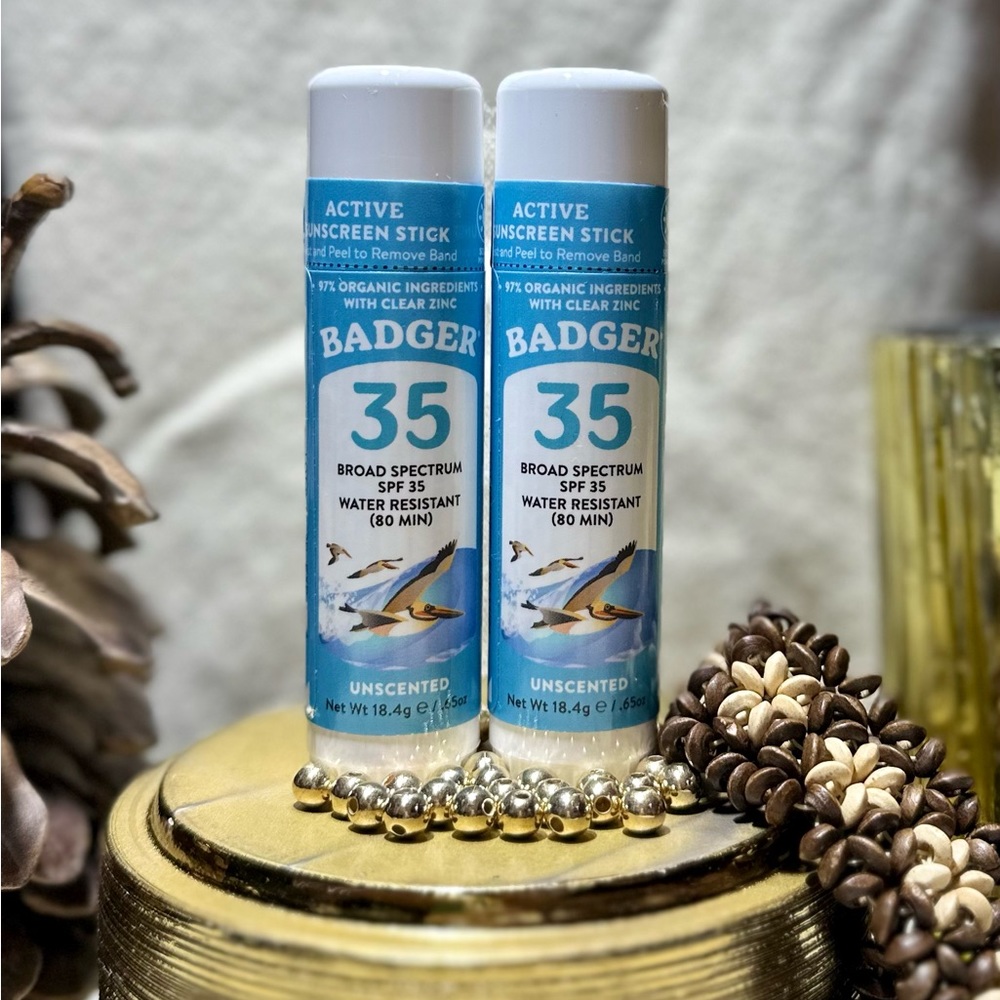 2 Pack of Badger Active Sunscreen Stick, SPF 35, Unscented - 🌸 New! 🌸